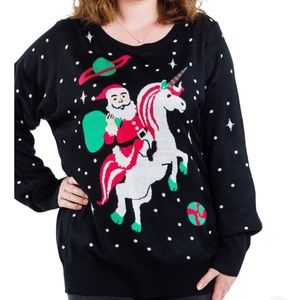 NWT Tipsy Elves WOMEN'S SANTA UNICORN UGLY CHRISTMAS SWEATER in size XL